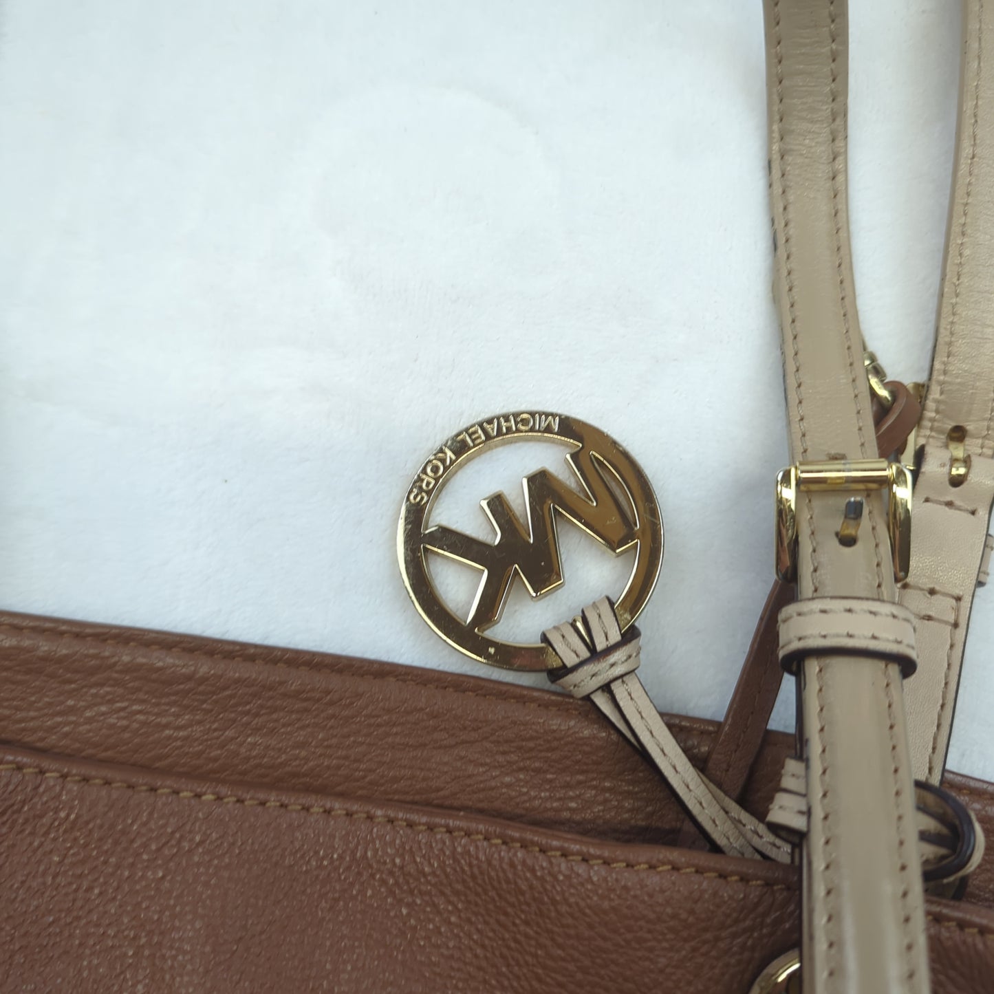 Michael Kors Brown Leather Shoulder Tote Bag Handbag Women