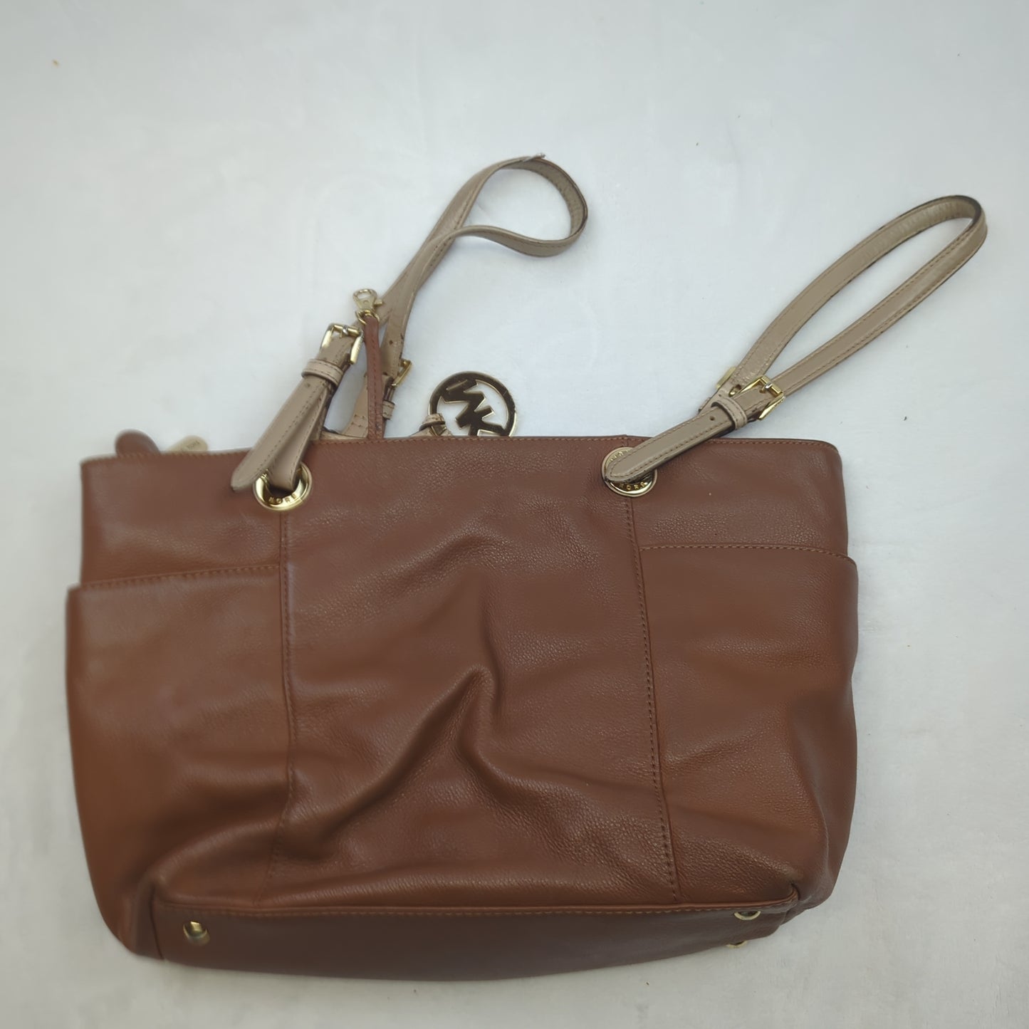 Michael Kors Brown Leather Shoulder Tote Bag Handbag Women