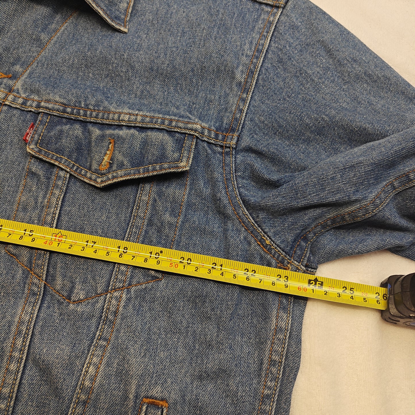 Levi Strauss Blue Denim Trucker Jacket Relaxed Fit Men Large 70507 VGC
