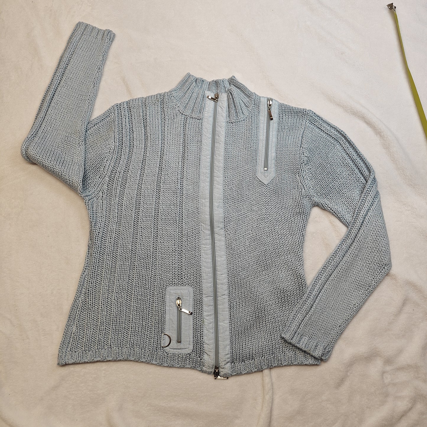 Philippe Le Bac Vintage Full Zip Blue Jumper Women Size Large XL