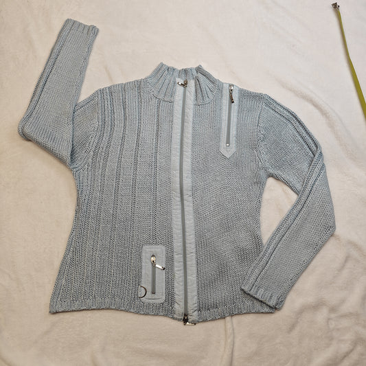 Philippe Le Bac Vintage Full Zip Blue Jumper Women Size Large XL