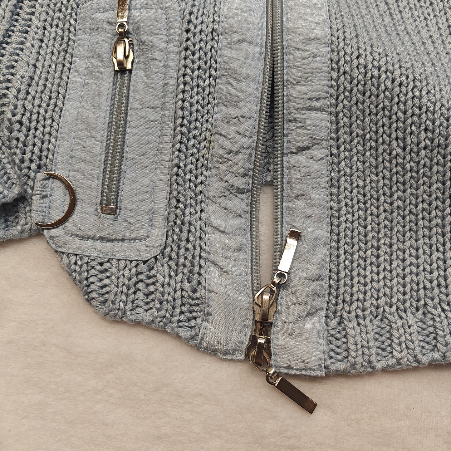 Philippe Le Bac Vintage Full Zip Blue Jumper Women Size Large XL