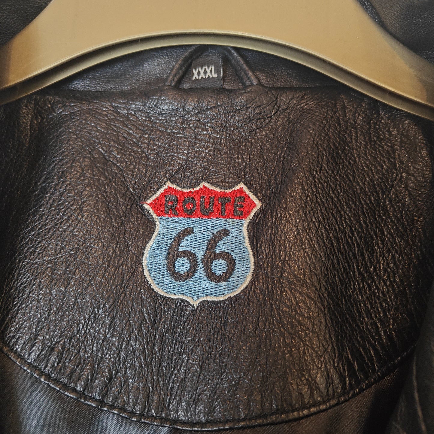 Route 66 Vintage Black Real Leather Jacket Men Size 2XL