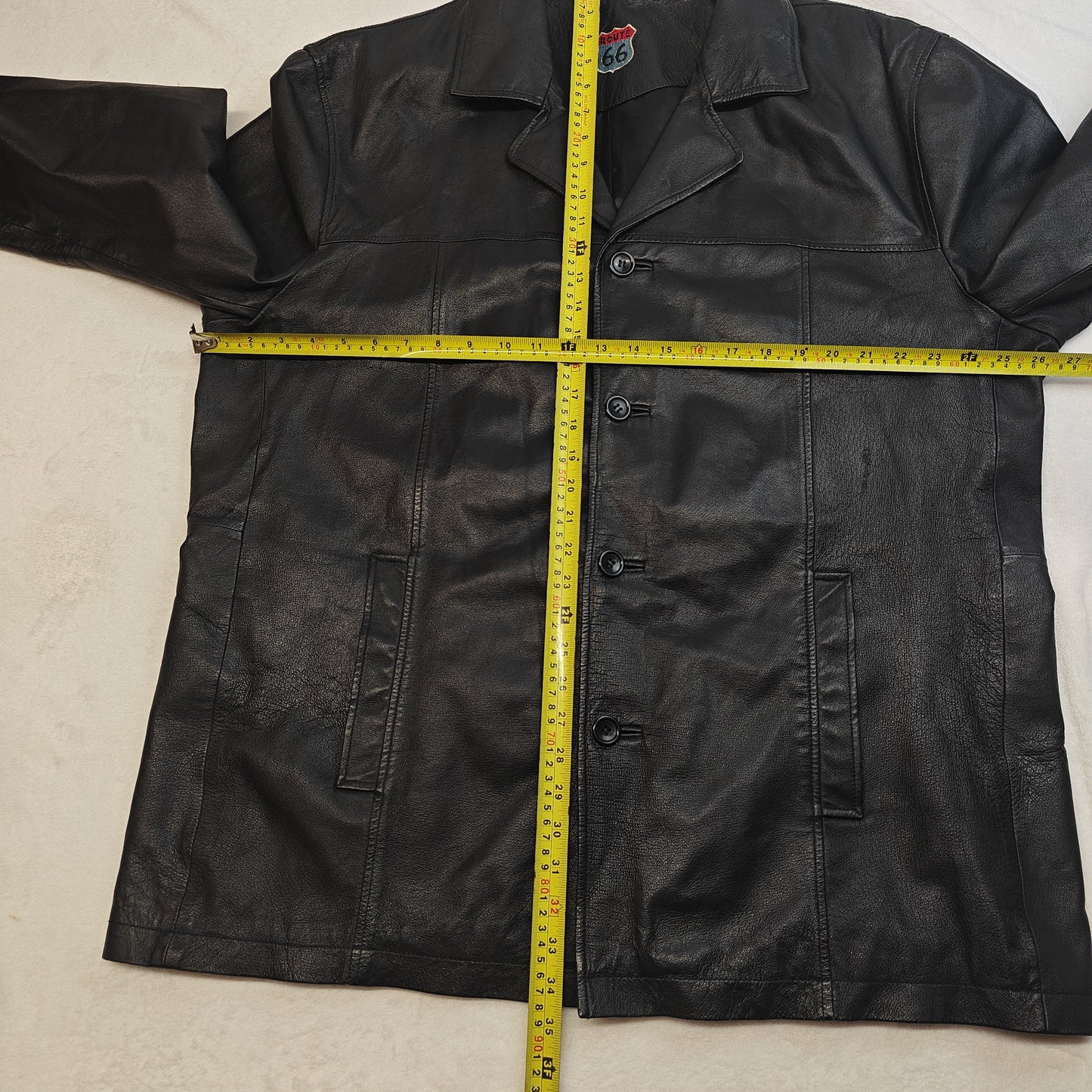 Route 66 Vintage Black Real Leather Jacket Men Size 2XL