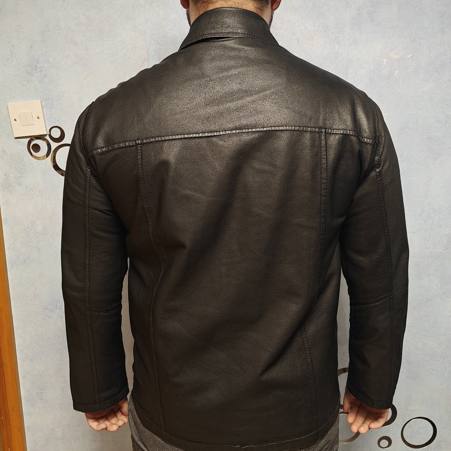 Reza Duro Black Vintage Leather Suede Reversible Bomber Jacket Men Size 52 Large