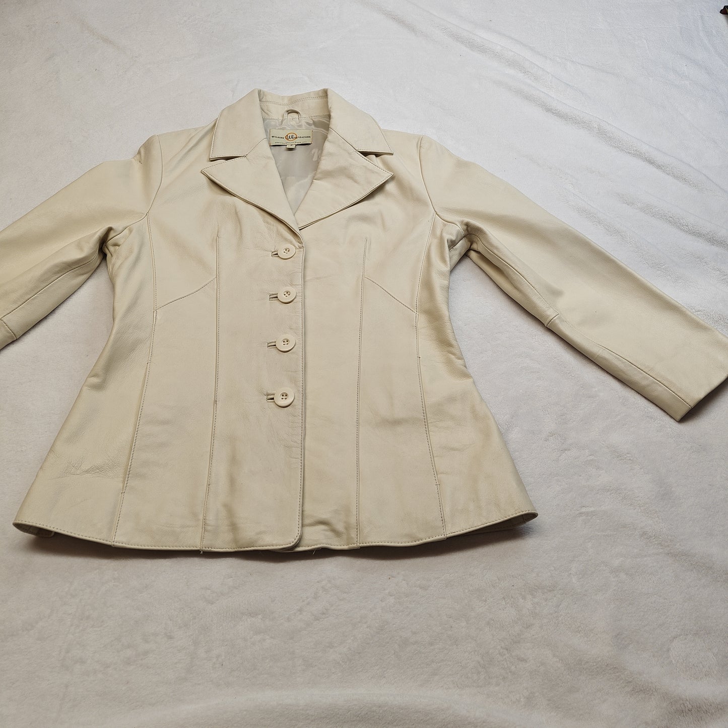 Wilson's White Genuine Leather Button Up Jacket Women Size Small