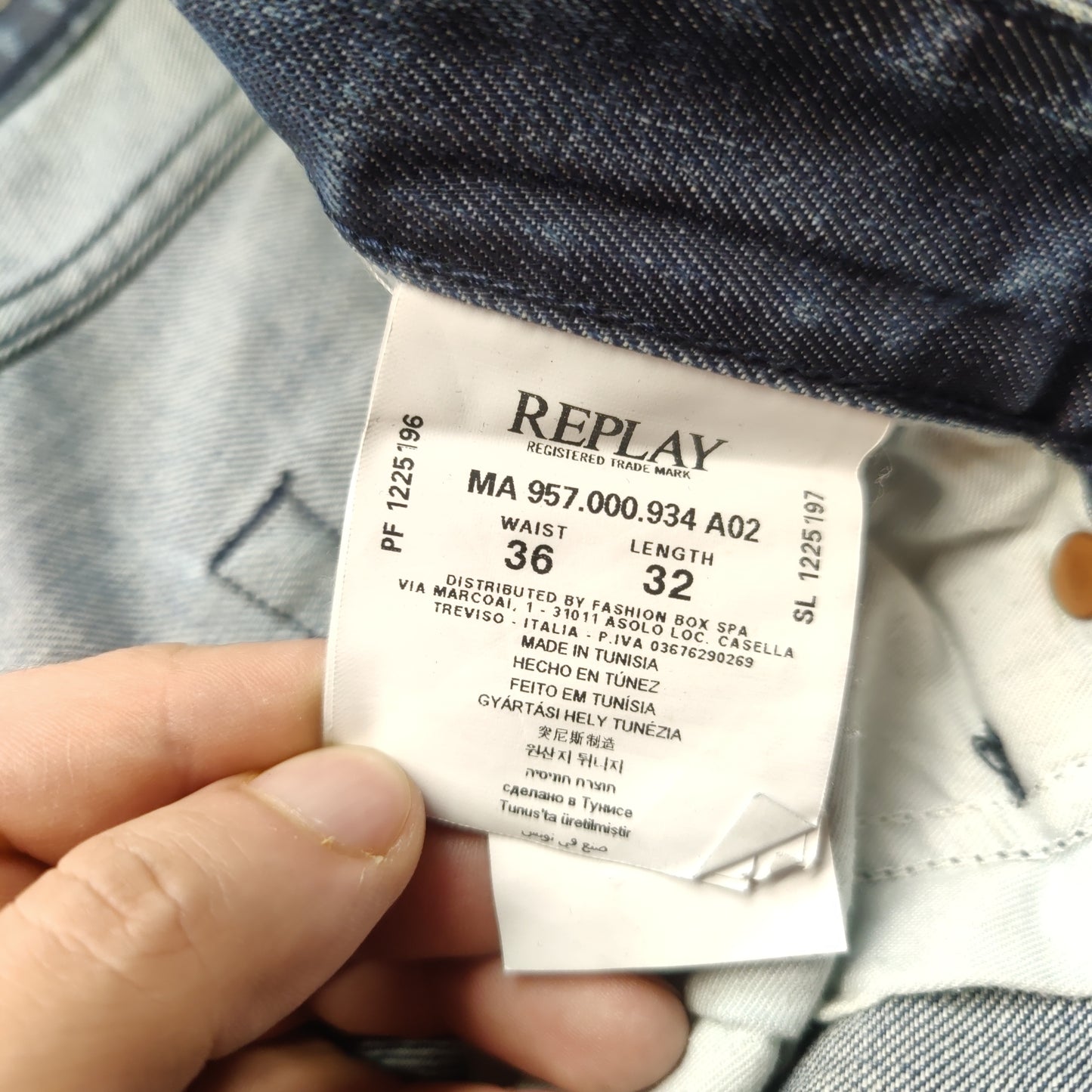 Replay Tabit Regular Straight Fit Blue Denim Jeans Men Size W38/L32