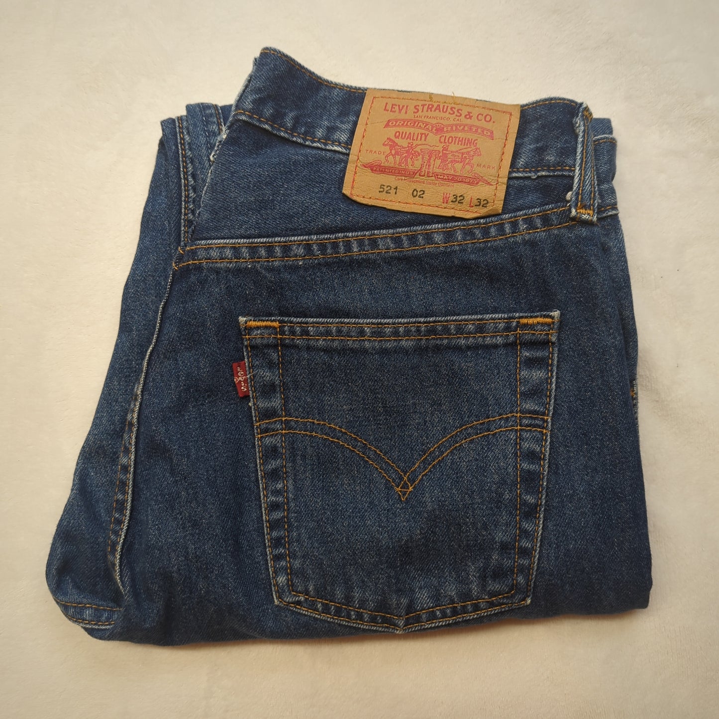 Levi's 521 02 Regular Straight Fit Blue Stonewash Denim Jeans Men W32/L32