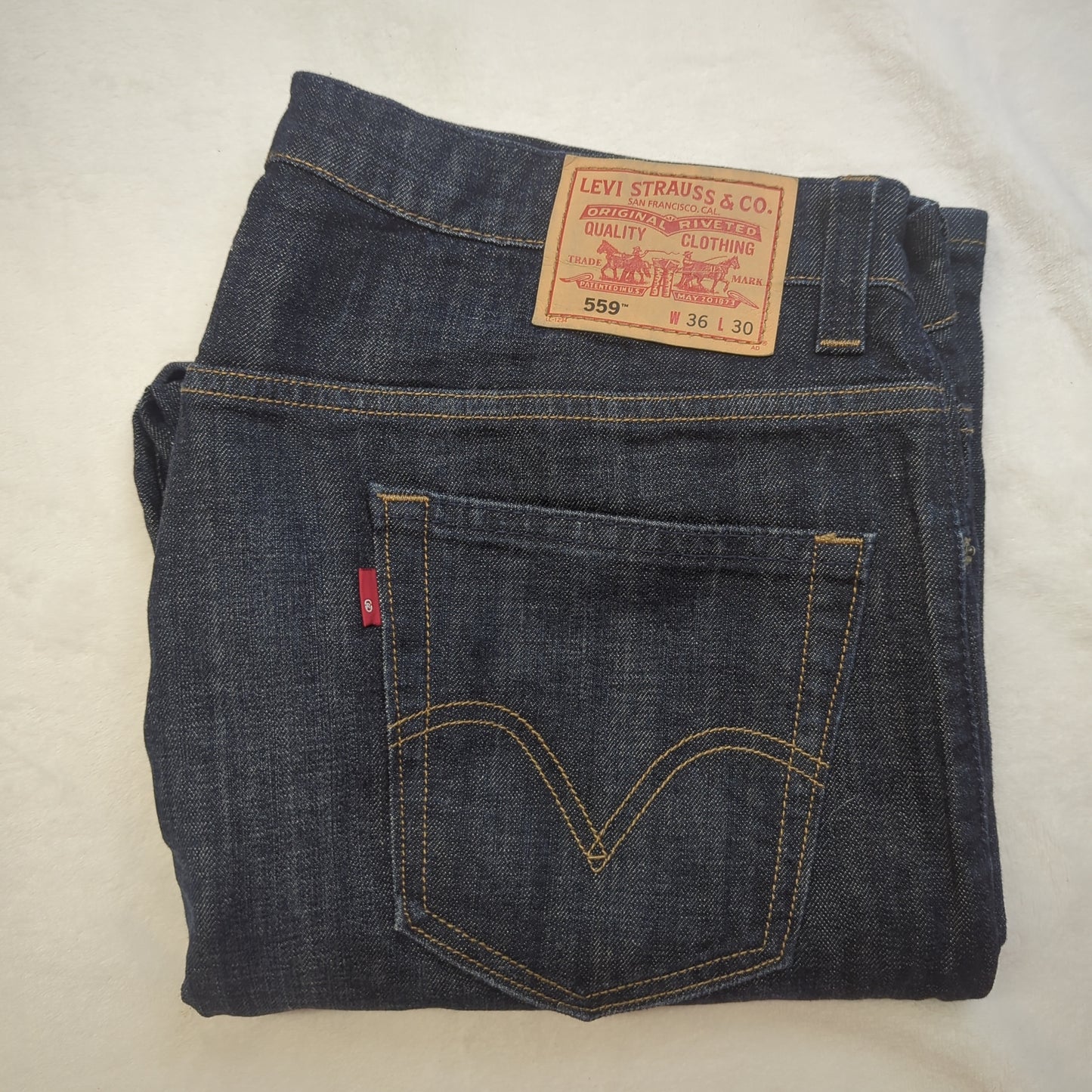 Levi's 559 Vintage Relaxed Straight Fit Dark Blue Denim Jeans Men W36/L30