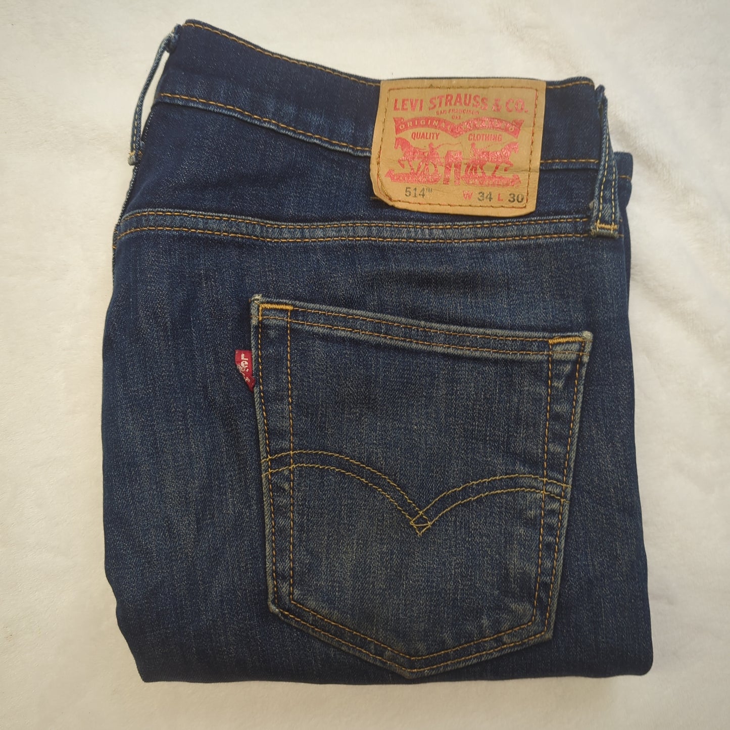 Levi's 514 Regular Straight Fit Blue Denim Cotton Jeans Men Size W34/L30