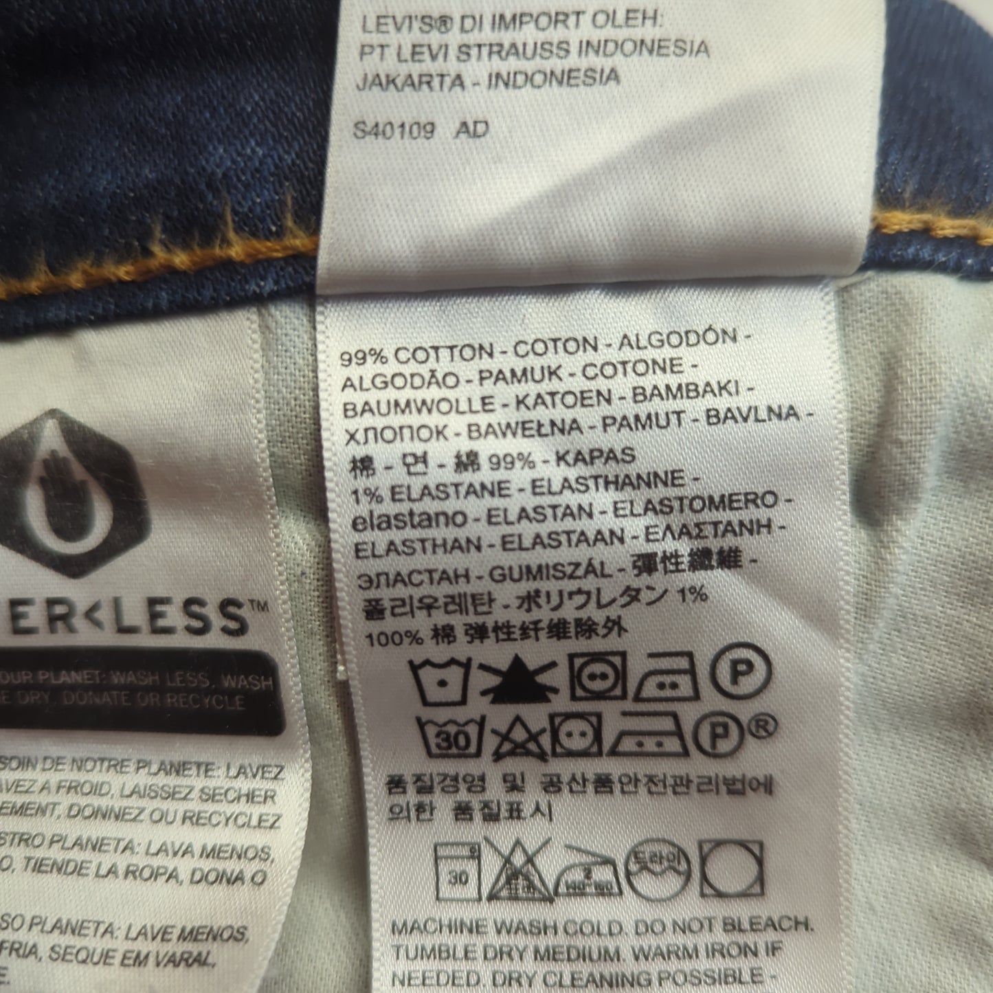 Levi's 514 Regular Straight Fit Blue Denim Cotton Jeans Men Size W34/L30