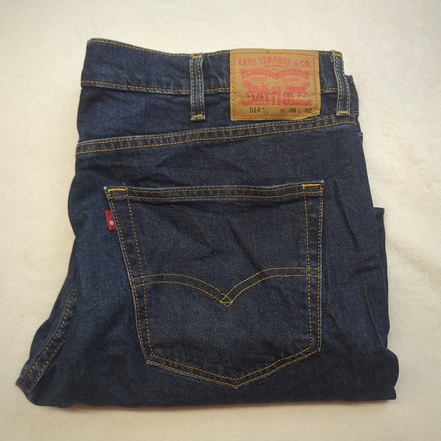 Levi's 514 Regular Straight Fit Blue Denim Cotton Jeans Men Size W38/L28