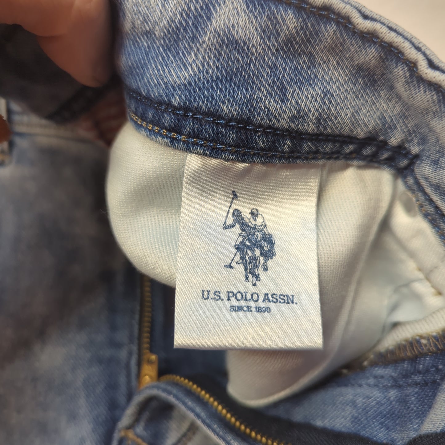 U.S Polo Assn Regular Slim Fit Acid Wash Blue Denim Jeans Men W32/L32