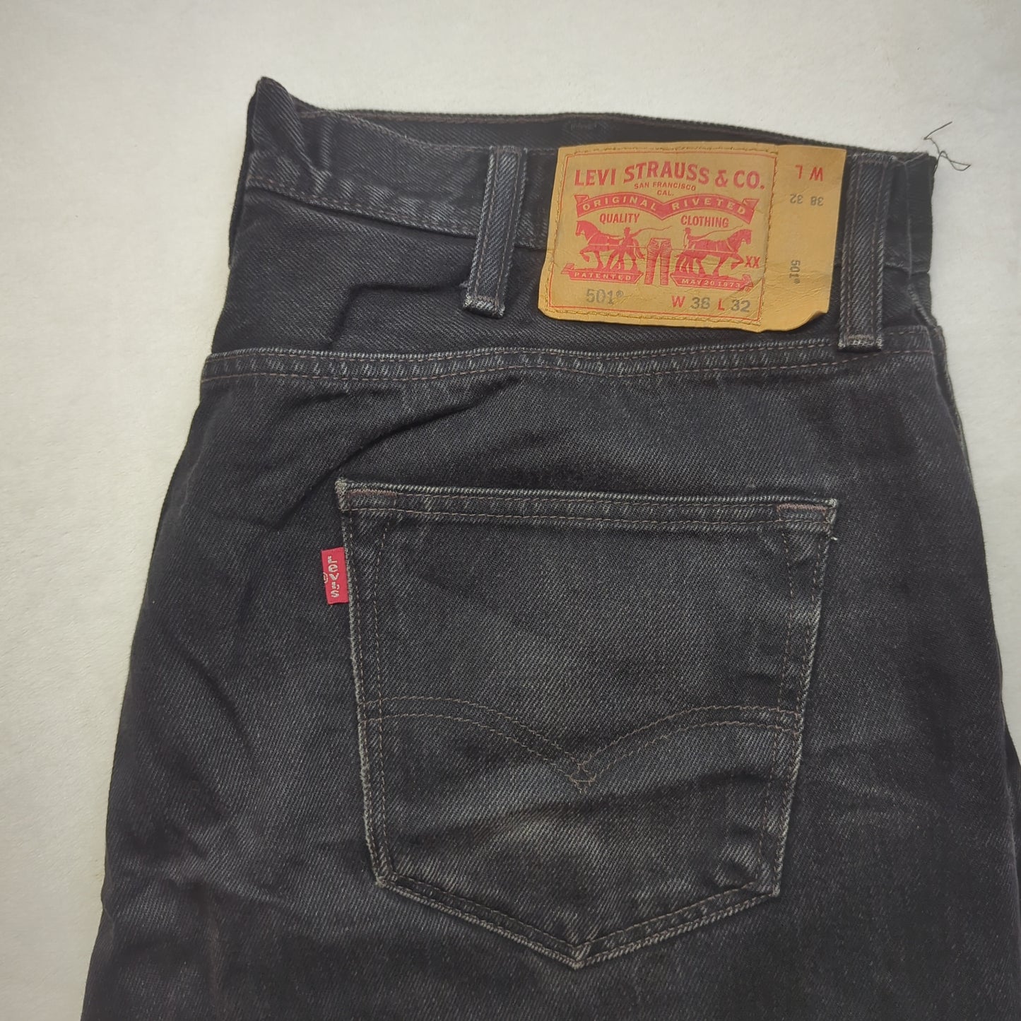 Levi's 501 Regular Straight Fit Black Denim Cotton Jeans Men Size W38/L30