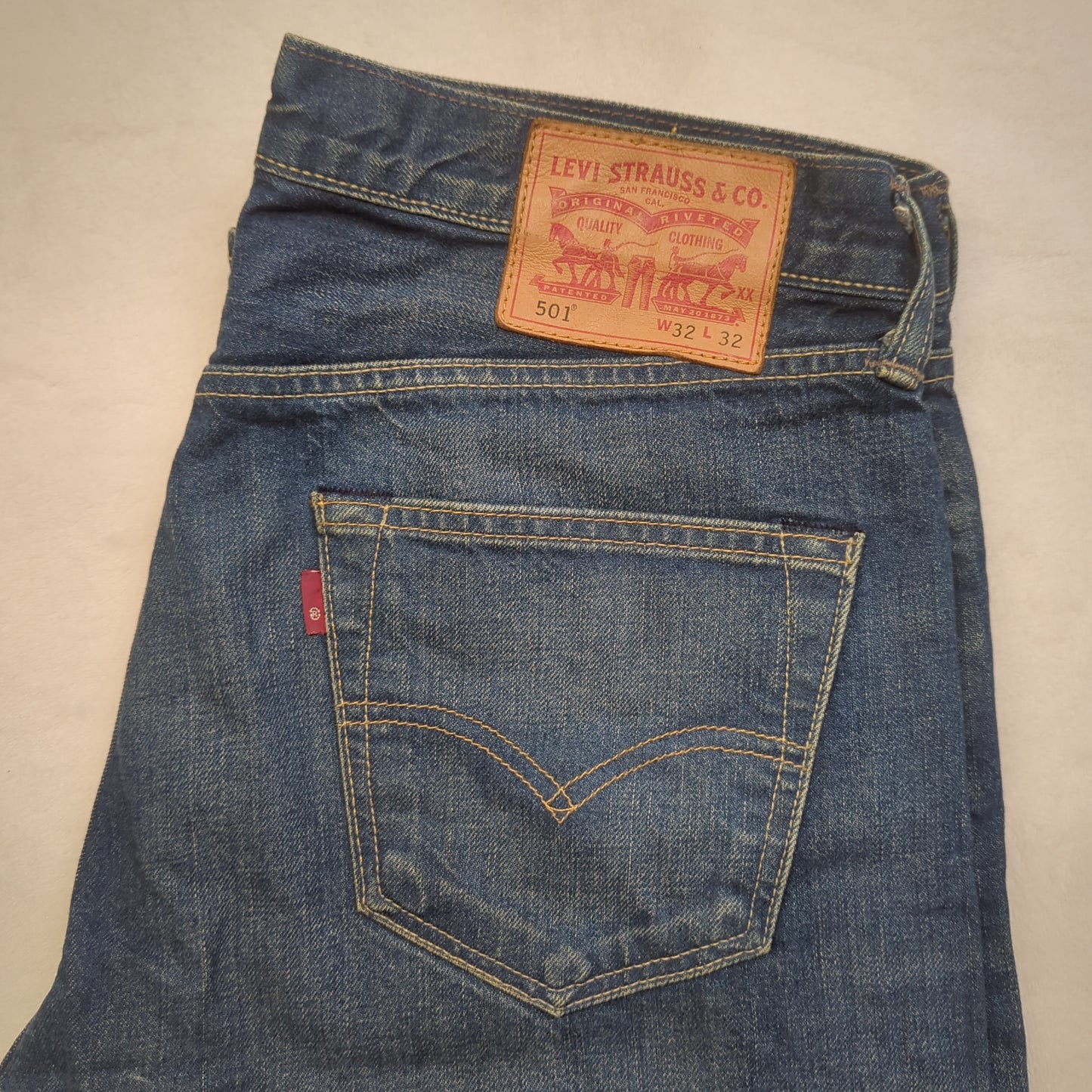 Levi's 501 Regular Straight Fit Stonewash Blue Denim Jeans Men Size W34/L38
