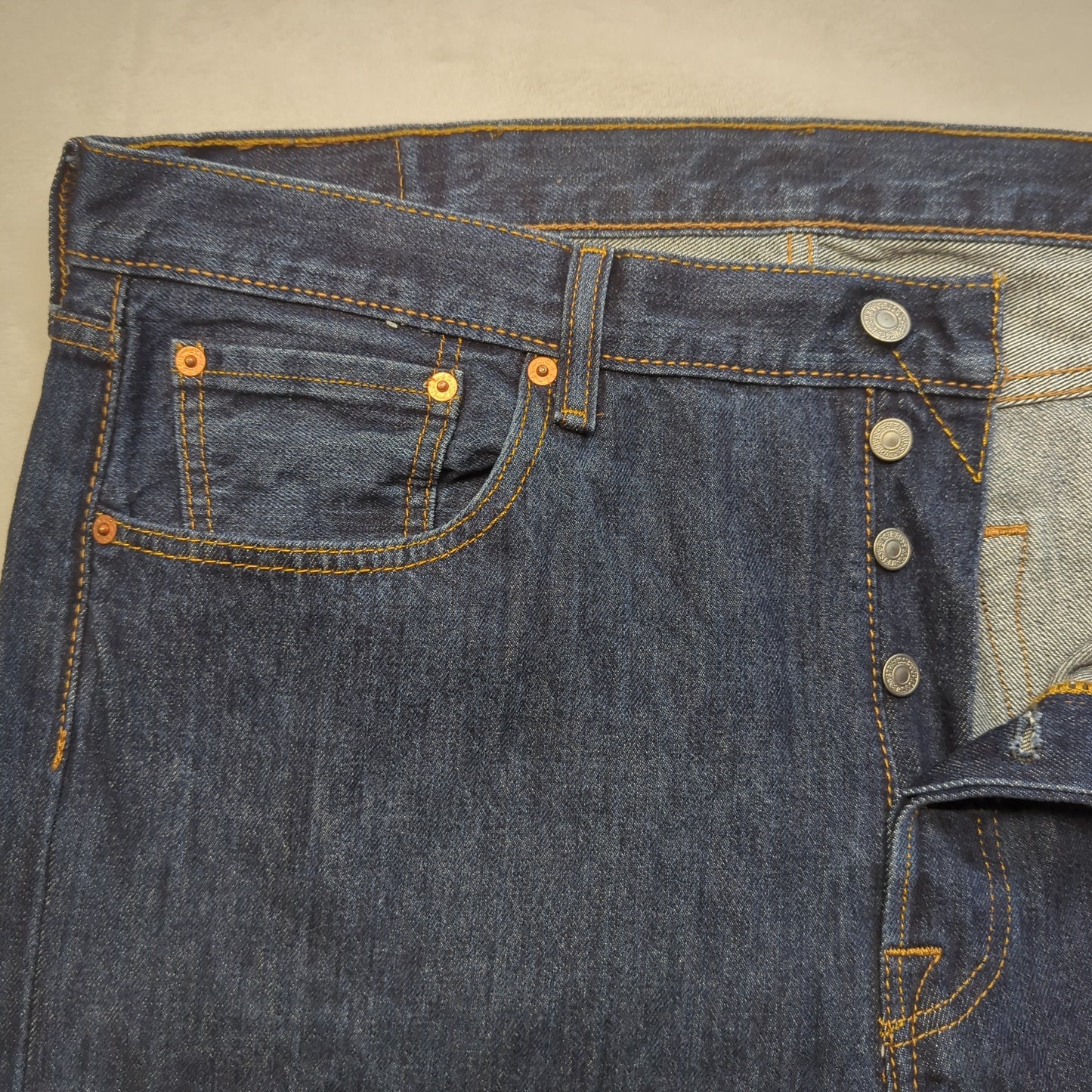 Levi's 501 Regular Straight Fit Dark Blue Denim Jeans Men Size W38/L34