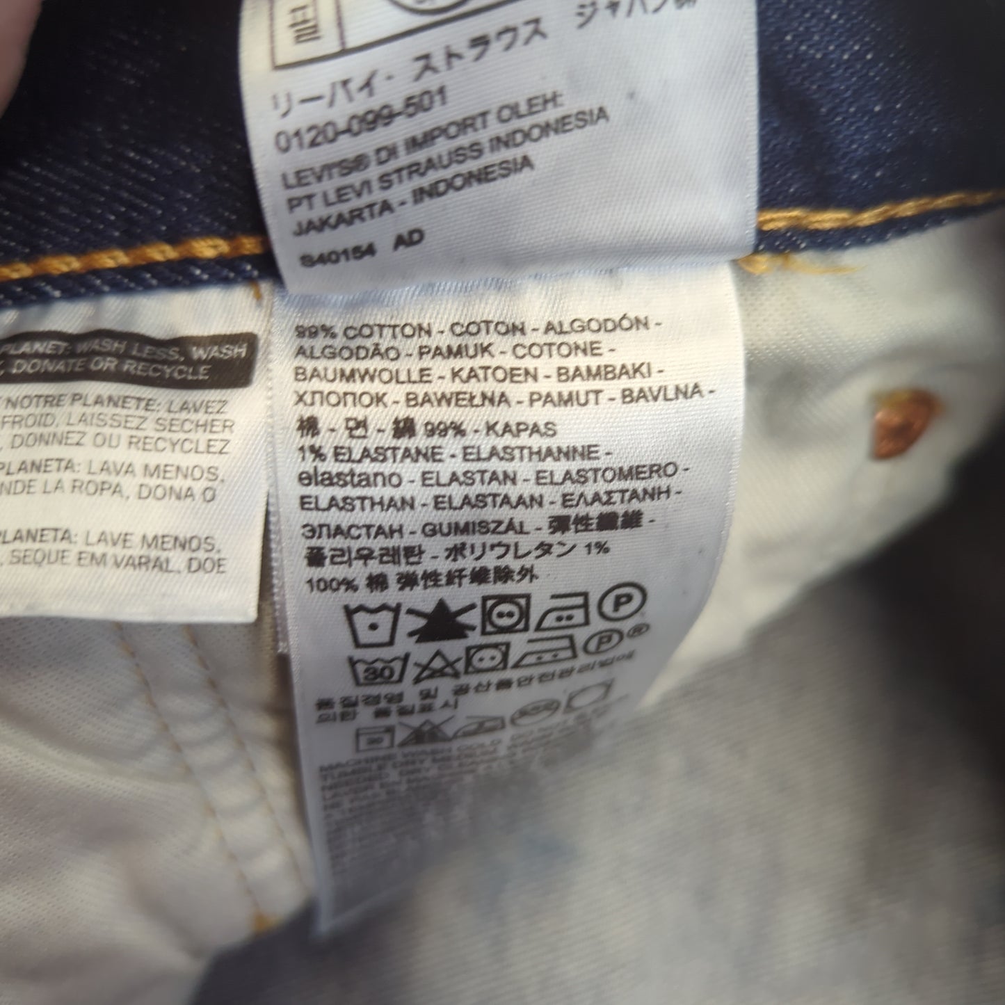 Levi's 501 Regular Straight Fit Blue Stonewash Denim Jeans Men Size W34/L30