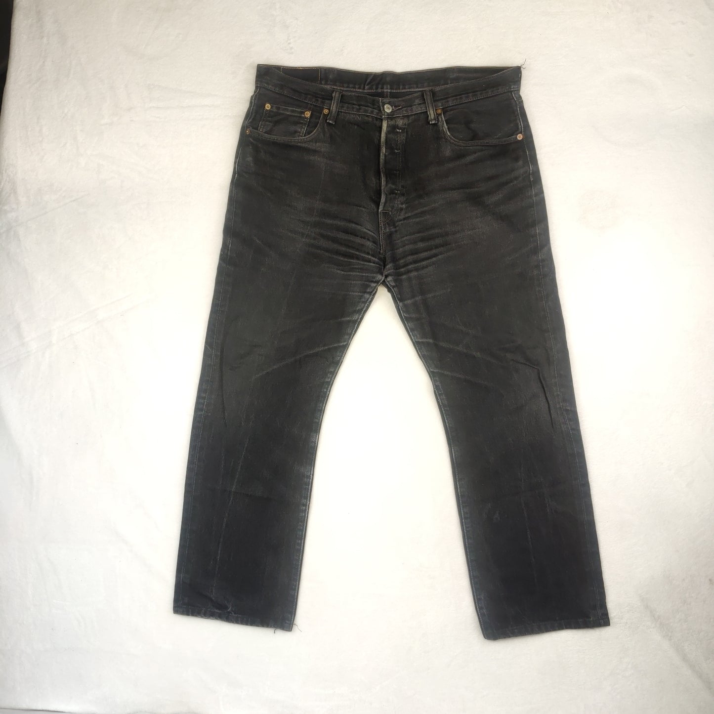 Levi's 501 Regular Straight Fit Black Denim Cotton Jeans Men Size W38/L30