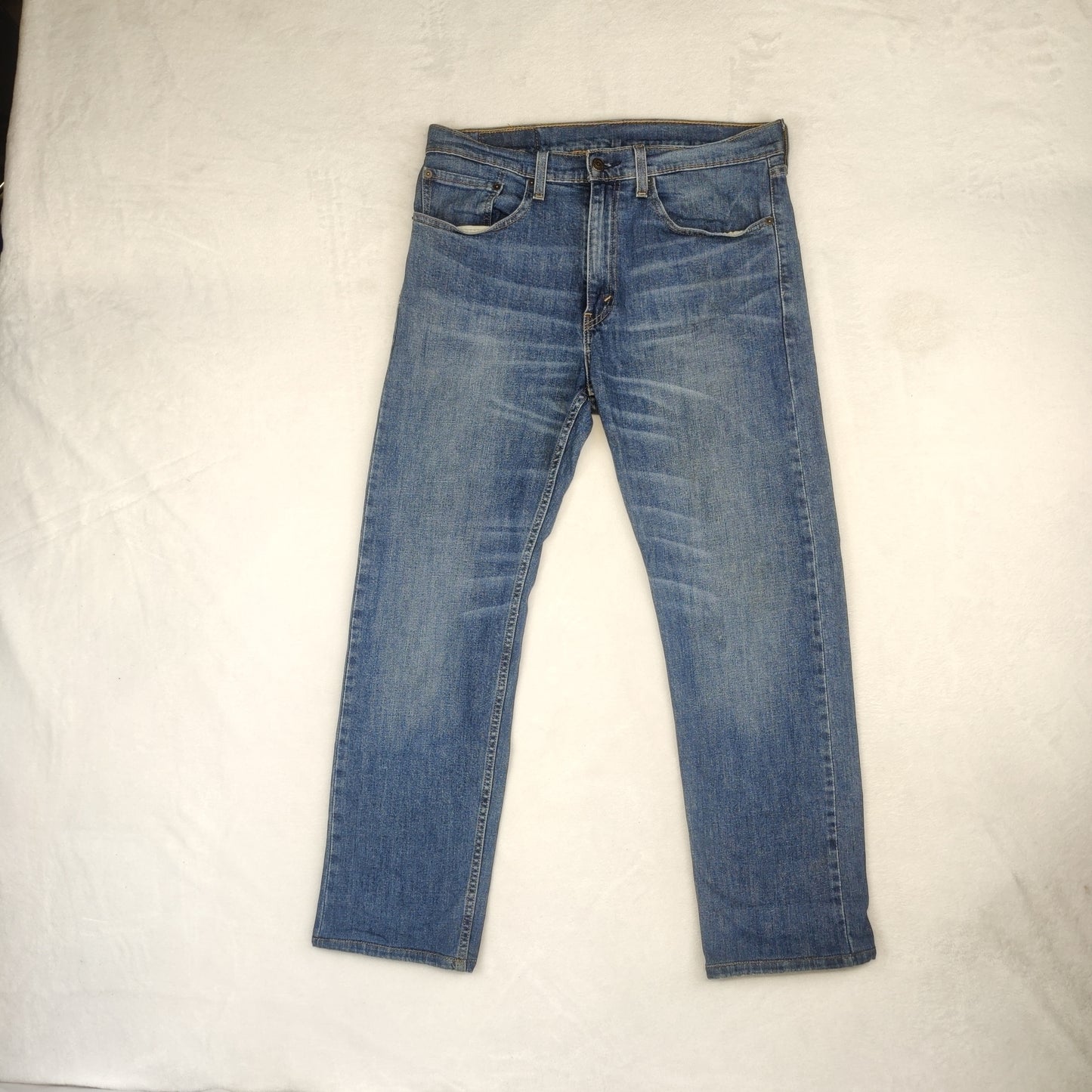 Levi's 505 Relaxed Straight Fit Blue Stonewash Denim Jeans Men Size W34/L30
