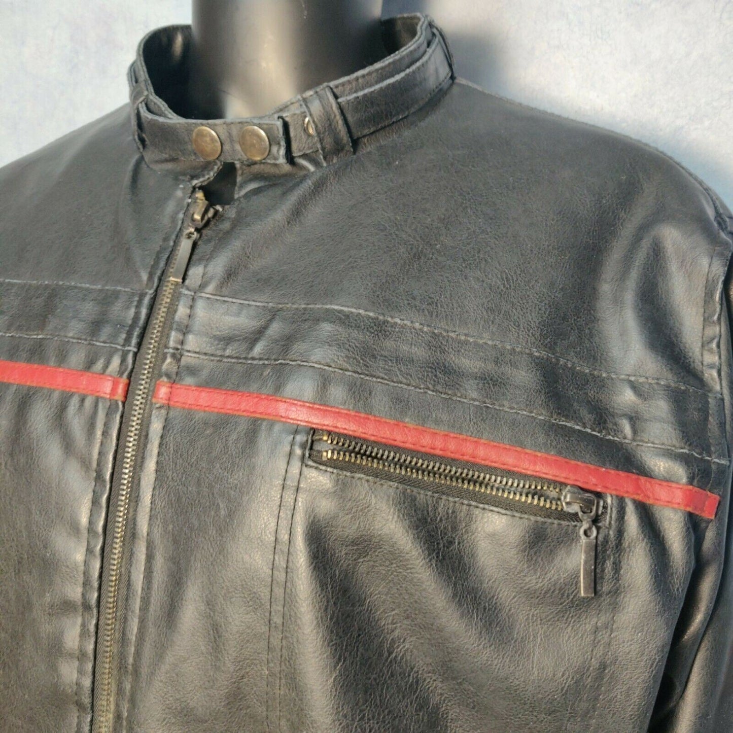 ST Bernard Vintage Black Leather Motorcycle Biker Jacket Men Size 2XL