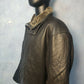 Trapper Vintage Black Leather Fur Trim Jacket Overcoat Men Size XL