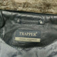 Trapper Vintage Black Leather Fur Trim Jacket Overcoat Men Size XL