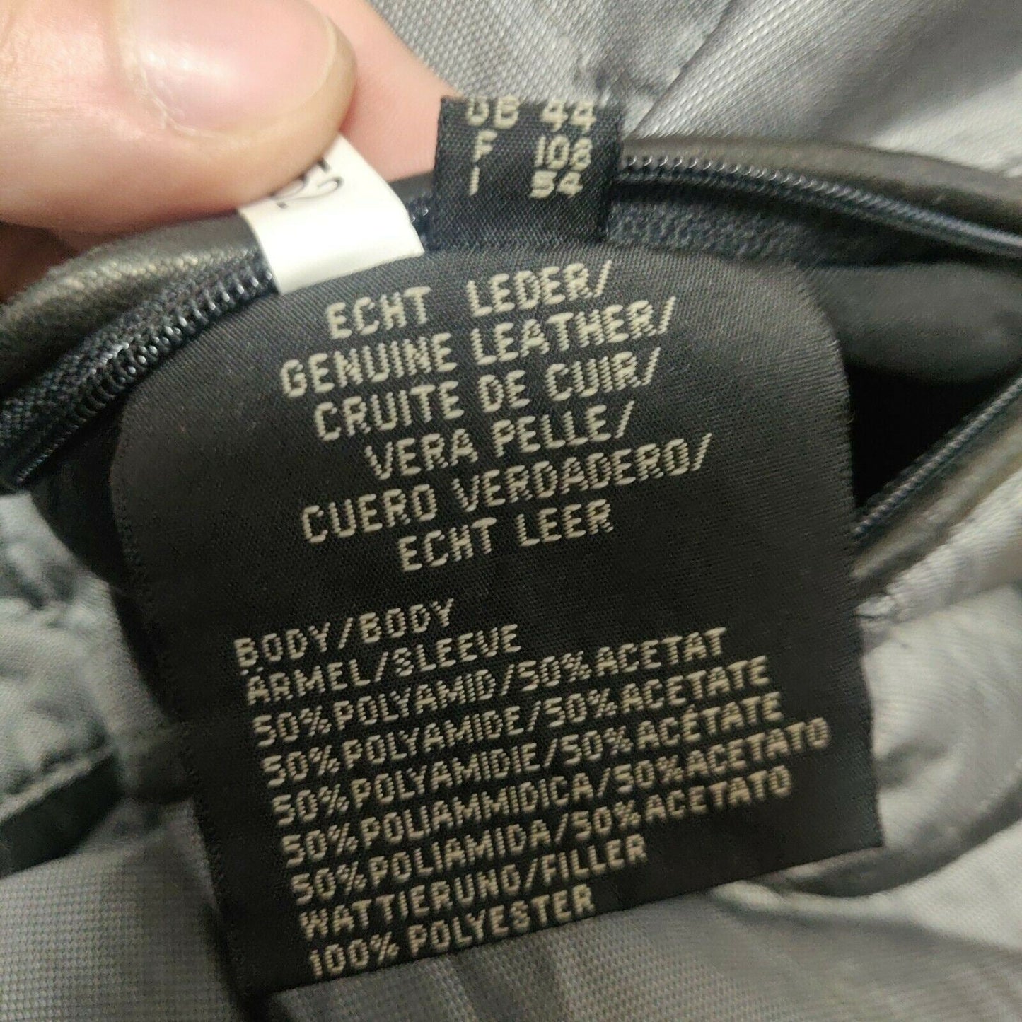 Trapper Vintage Black Leather Fur Trim Jacket Overcoat Men Size XL