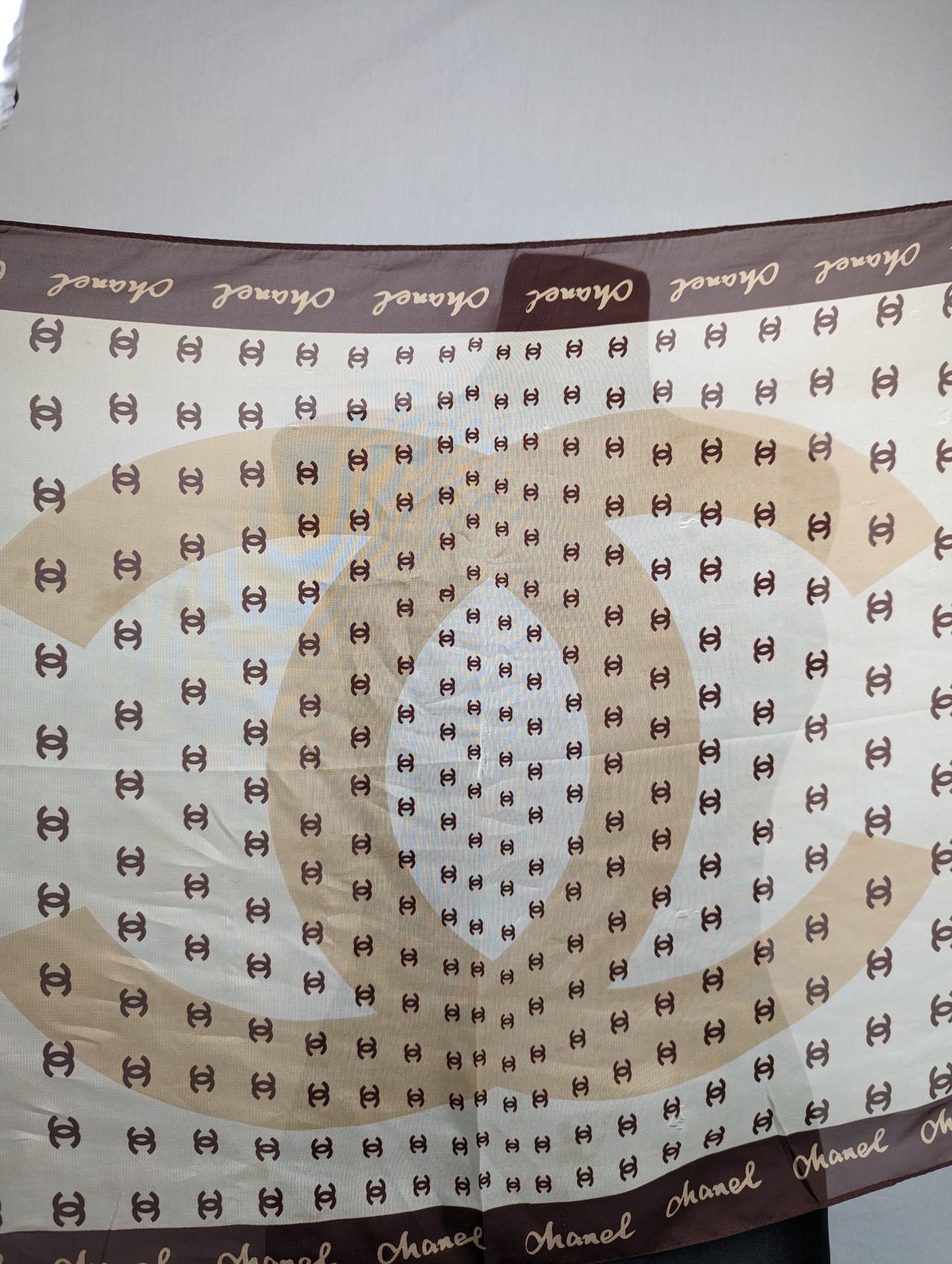Chanel Vintage White Silk Scarf Women One Size