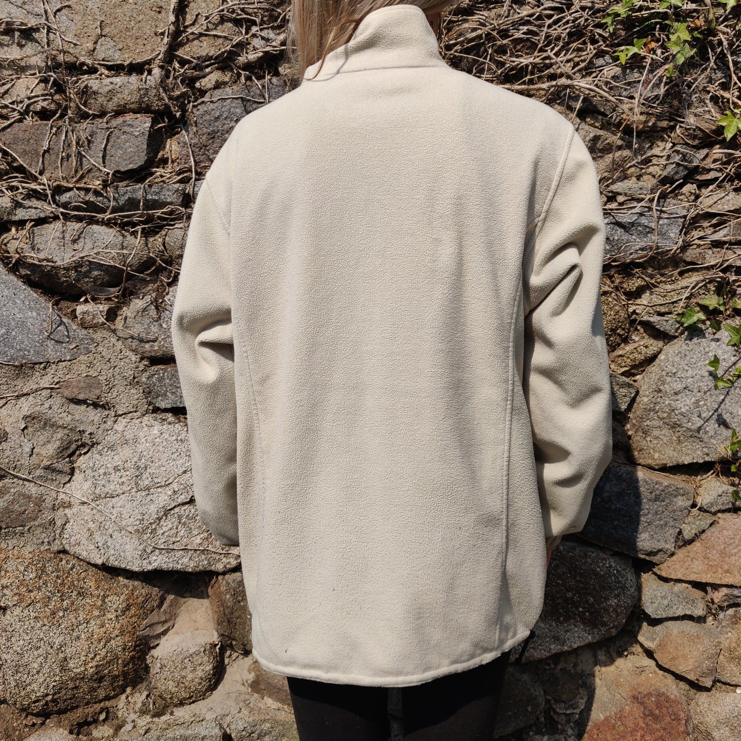 Jack Murphy Vintage Y2K 00s Beige White Reversible Fleece Jacket Women UK 12