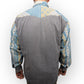 Eclectic Vintage Blue Grey Geometric Floral Denim Shirt Men Size Large
