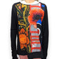 Desigual Christain Lacroix Black Long Sleeve Poppy Print Blouse T-shirt Women XL