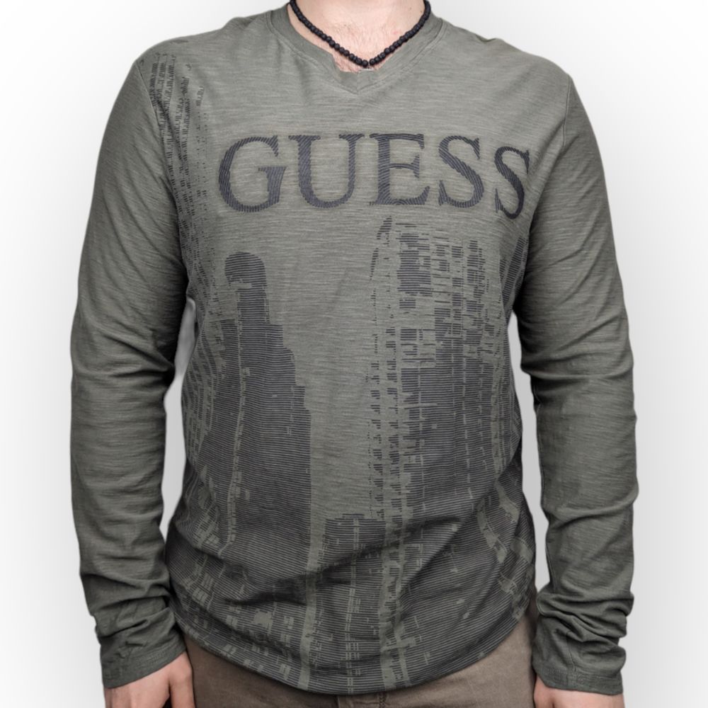 Guess Khaki Green Long Sleeve T-shirt Men Size 2XL