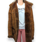 Roza Vintage Brown Button Fur Lined Suede Leather Long Coat Women Size Large