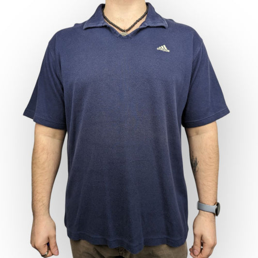 Adidas Vintage Navy Cotton Short Sleeve Polo Shirt Men Size Large