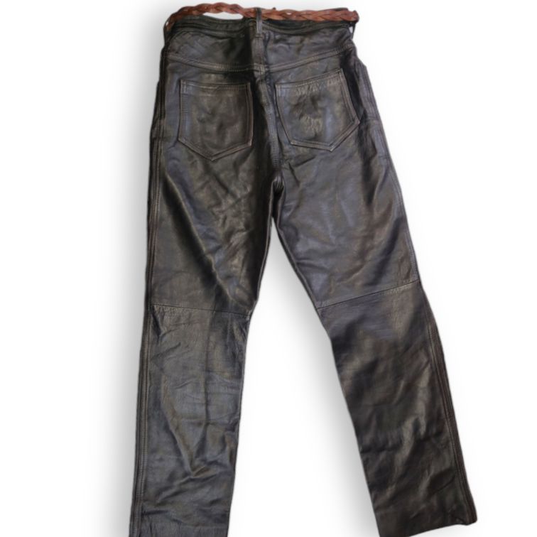 Sardar Vintage Brown Leather Biker Trousers Women Size UK 16