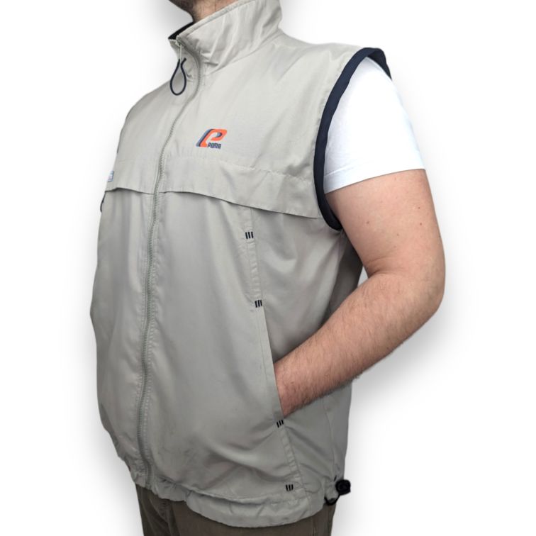 Puma Vintage Grey Full-Zip Gilet Waistcoat Jacket Men Size XL