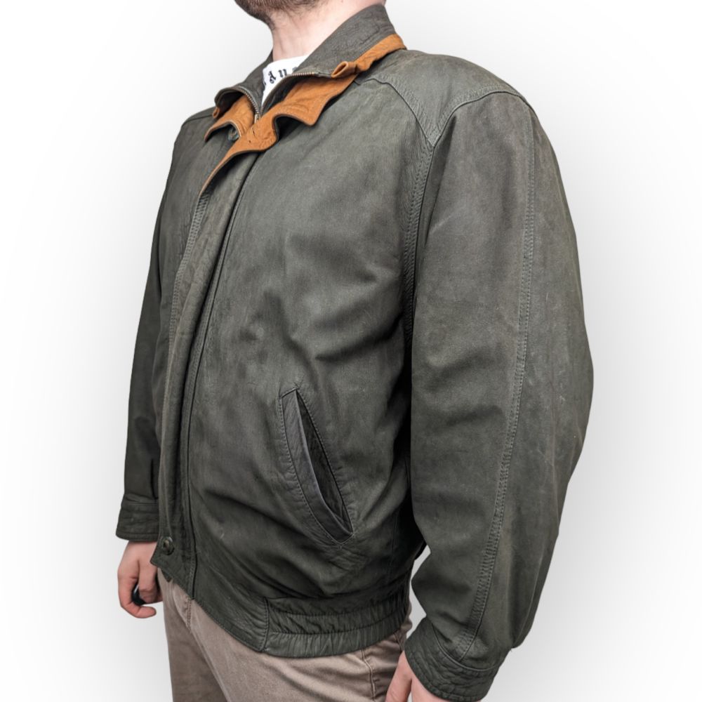 Vera Pelle Italian Vintage Green Soft Leather Jacket Men Size XL