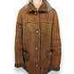 Roza Vintage Brown Button Fur Lined Suede Leather Long Coat Women Size Large