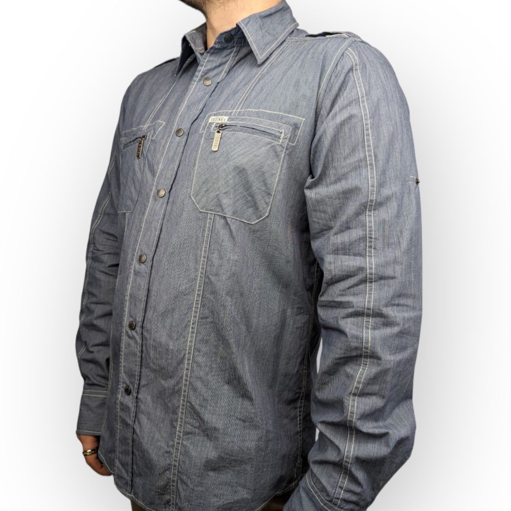 Diesel Vintage Blue Cotton Long Sleeve Casual Shirt Men Size Large