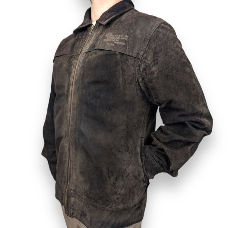 522-Blend-S RE WORK Vintage Brown Leather Jacket Men Size XL