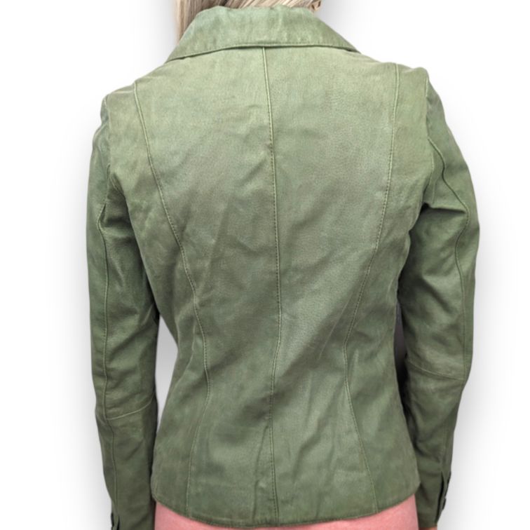 AWEAR Vintage Green Leather Blazer Jacket Women Size UK 8