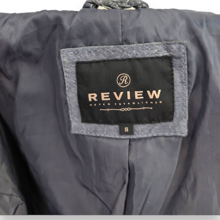Review Vintage Grey Biker Suede Leather Jacket Women Size Small