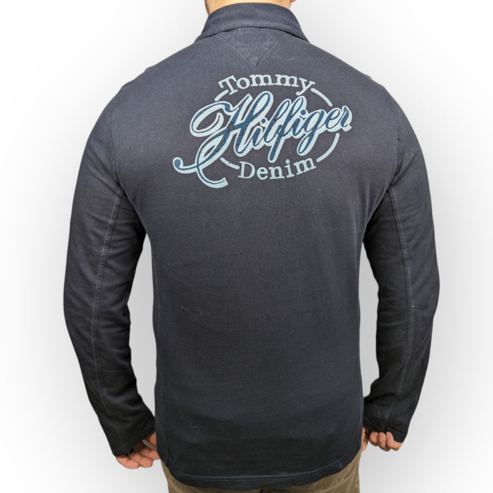 Tommy Hilfiger Vintage Navy Long Sleeve Polo Shirt Men Size XL