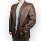 Vintage Brown Button Up Soft Sheep Leather Jacket Blazer Men Size Large