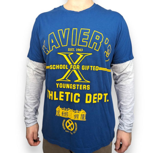 Disney Blue Xavier's School For Gifted Long Sleeve T-shirt Men Size Large