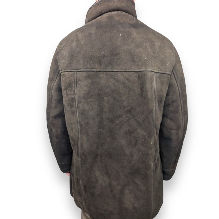 Nurseys Vintage Brown Button Fur Lined Suede Leather Jacket Coat Men Size Large