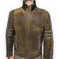 020 Vintage Brown Leather Bomber Jacket Men Size Large