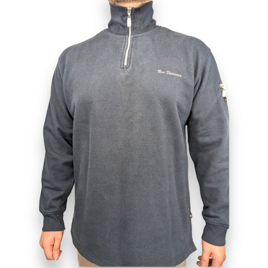 Ben Sherman Navy Fleece Lined Half-Zip Jumper Men Size Large