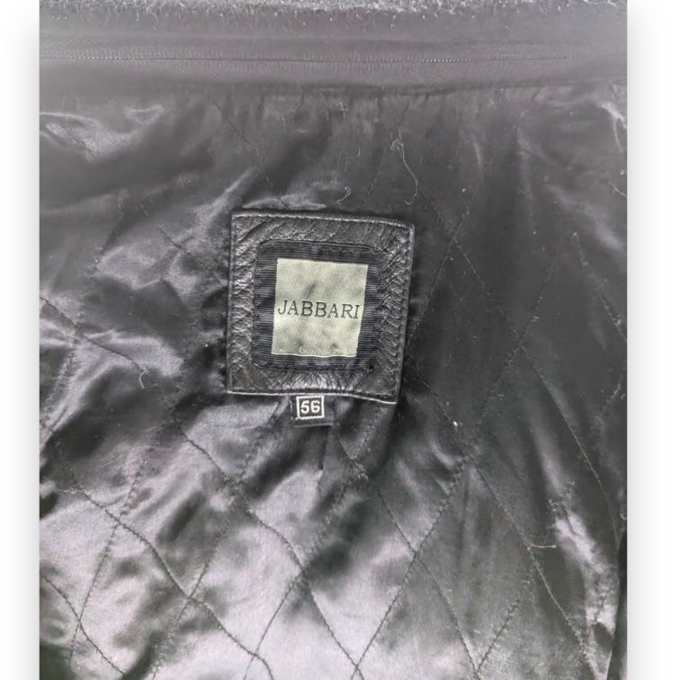 Jabbari Vintage Black Button Collar Real Leather Jacket Coat Men Size XL