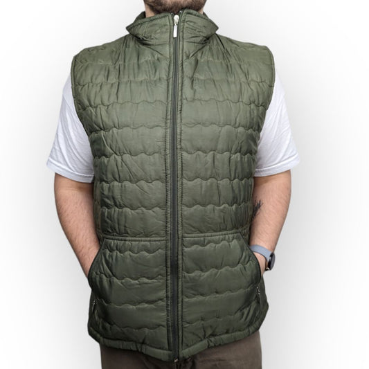 Aviator Vintage Green Puffer Gilet Waistcoat Jacket Men Size XL